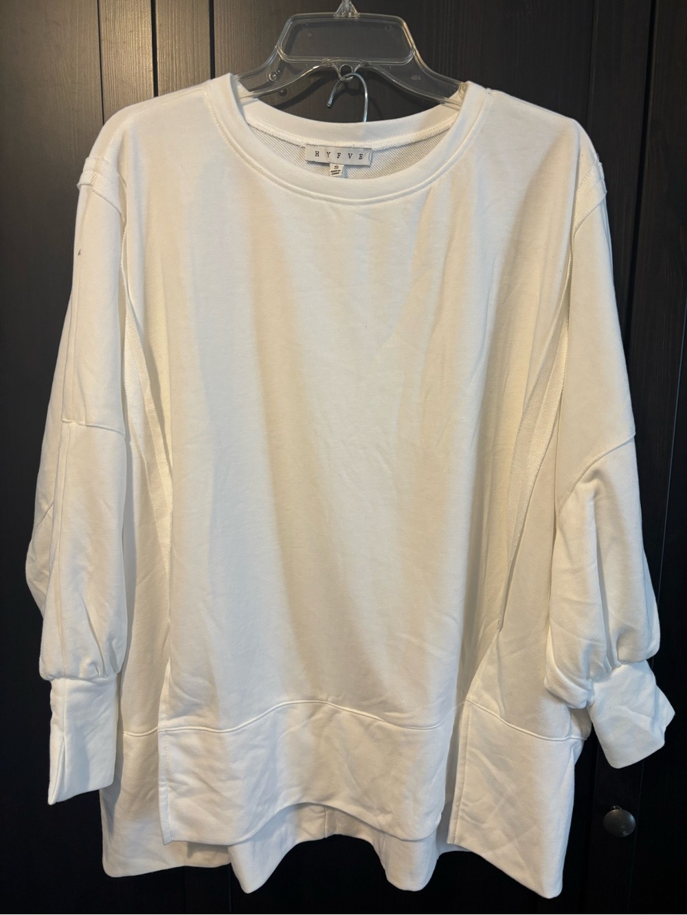 Hyfve oversized white tunic side split crew neck